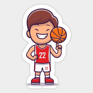 Boy Playing Basketball Sticker